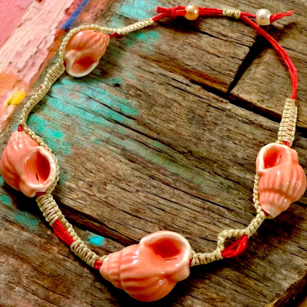 Seashell and Woven Beach Bracelet